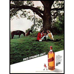 1985 Johnnie Walker Red Label Scotch Vintage Print Ad Horses Riding Boots Photo